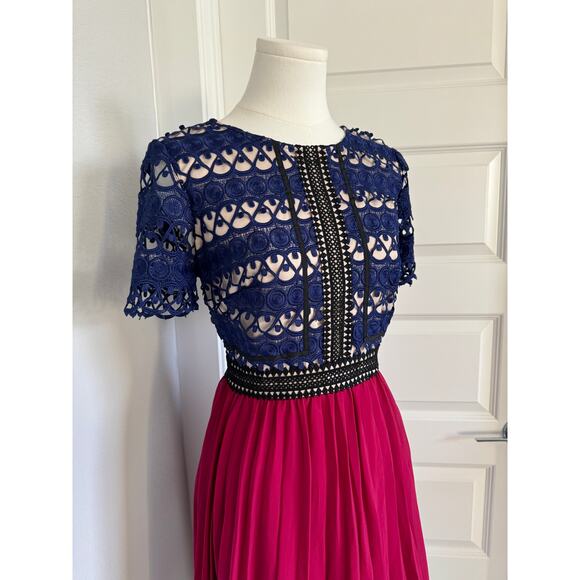 Jax Black Label Women's Blue and Pink Colorblock Lace Dress Size 6-NWOT - Picture 3 of 7